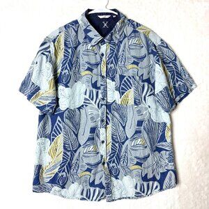 AMIANI Linen Blend Hawaiian Floral Tropical Coastal SS Button Up Shirt Mens XL